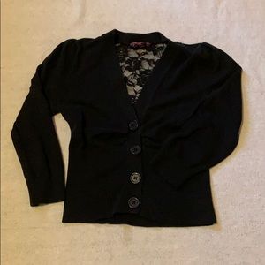Women’s black lace back button up shirt